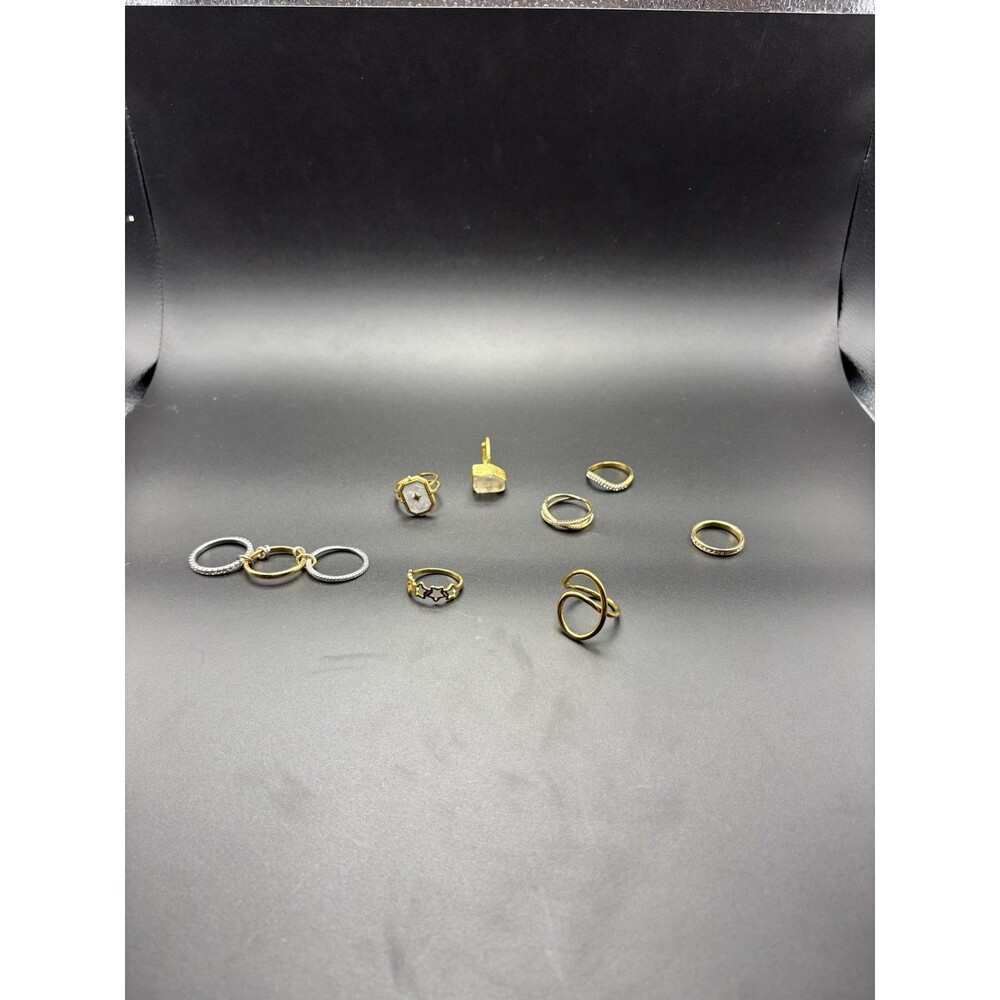 Mixed Rings Lot Gold Silver Tone Rhinestone Adjustable Fashion Jewelry Bulk